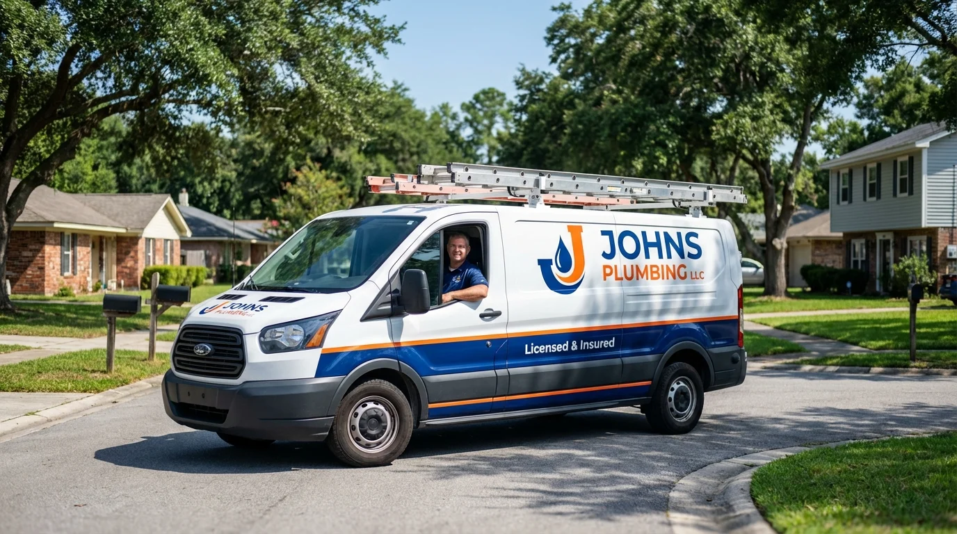 Johns Plumbing LLC service van in Mineral Wells, TX