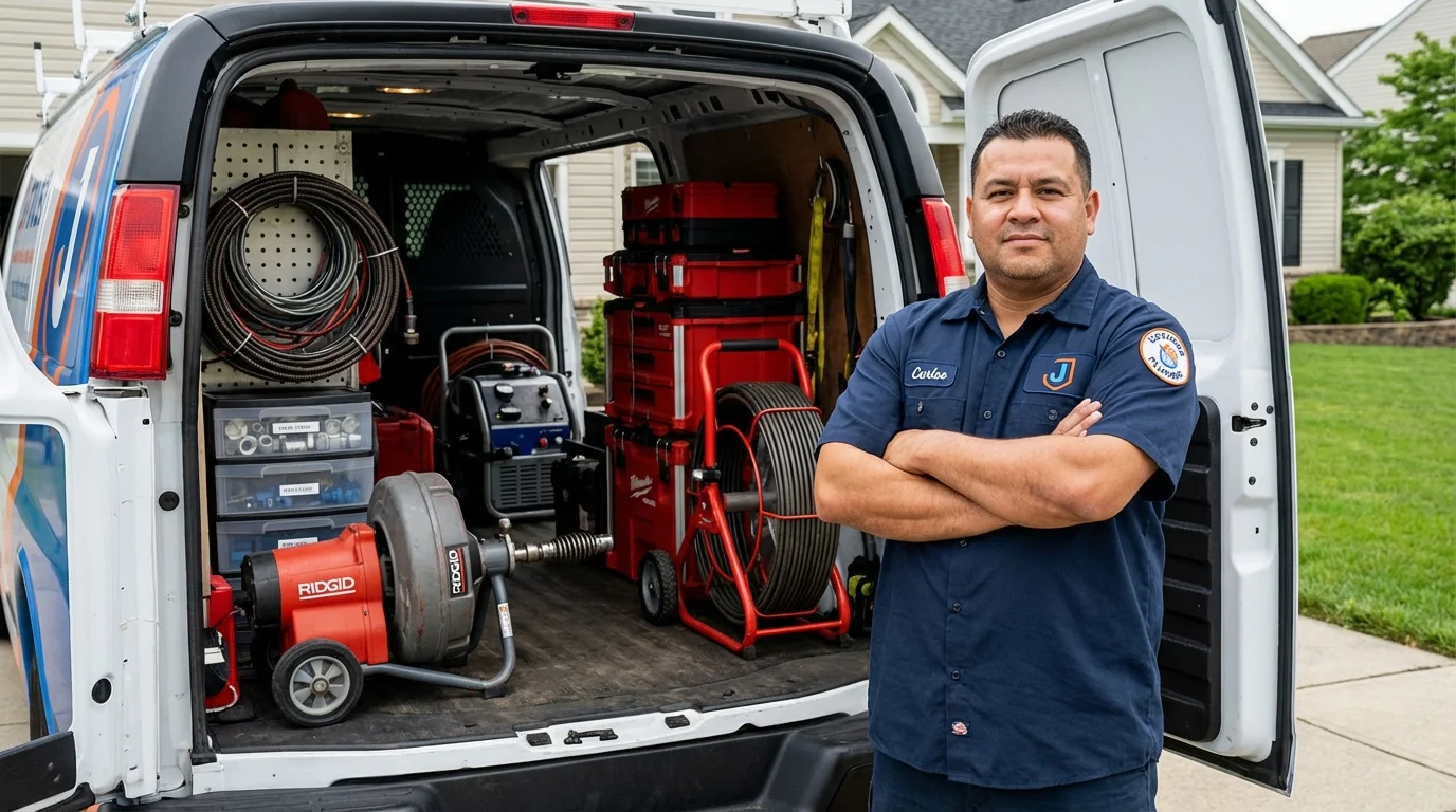 Professional drain cleaning equipment and Johns Plumbing LLC plumber in Mineral Wells
