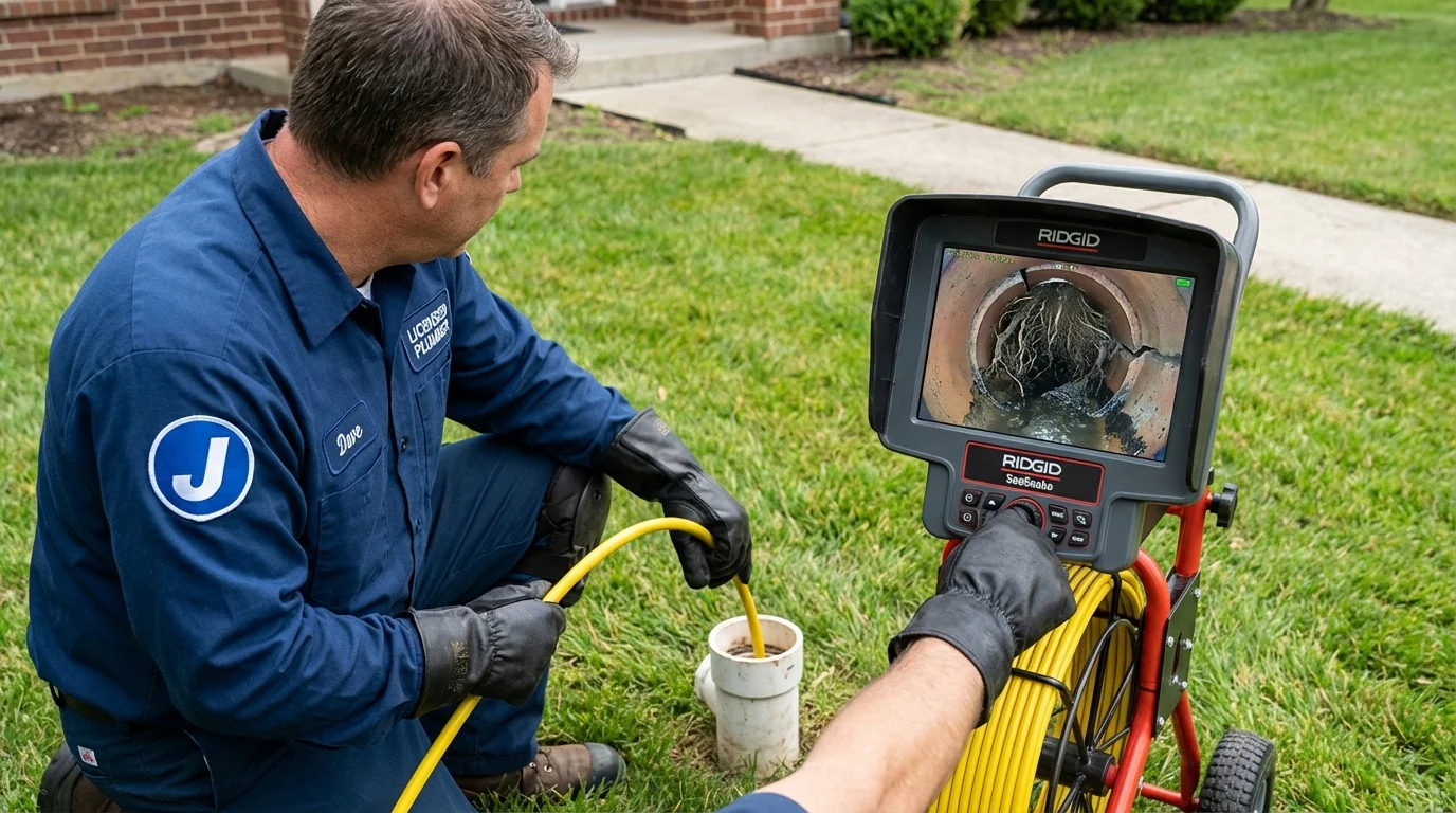 Sewer camera inspection being performed by Johns Plumbing LLC in Mineral Wells